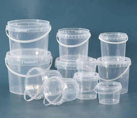 カスタマイズ可能な透明なプラスチックバケツ スムーズな表面 IML/熱伝送印刷 受け入れ