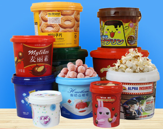 オーダーメイド 精密印刷 食品保管 プラスチックバケツ IML 熱伝送 / スクリーン印刷