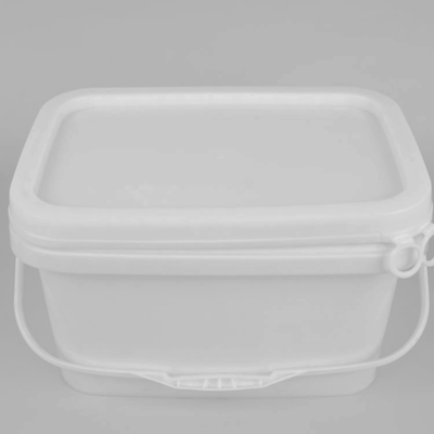 ふたが付いている5L食品等級の白い四角のバケツのポリプロピレンのバケツ